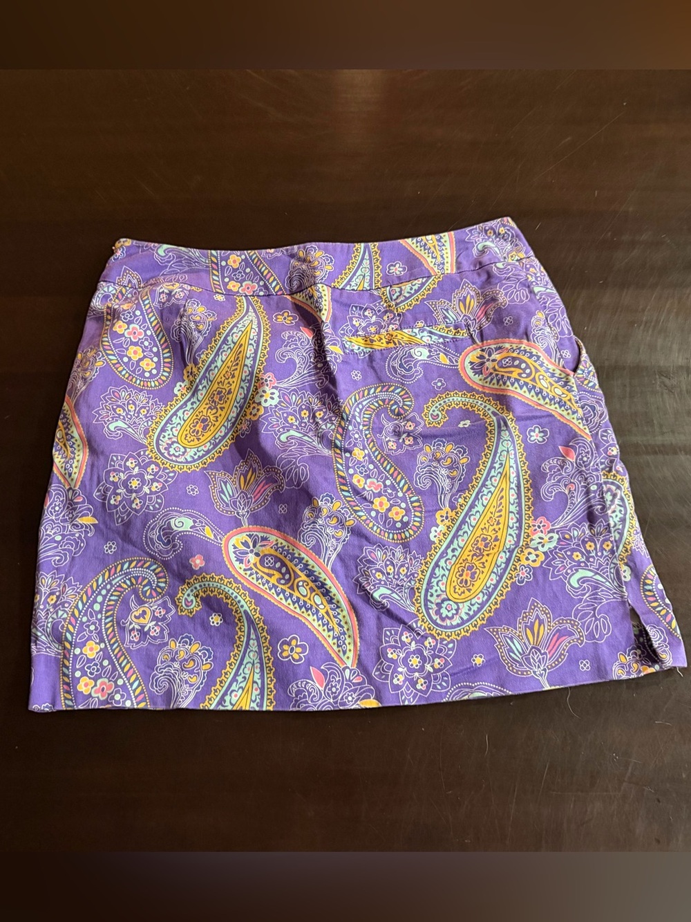Loudmouth Purple Paisley Mini Skort with Yellow & Light Blue Accents